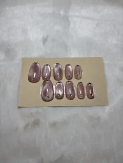 ピンク ネイルチップ ストーン付き