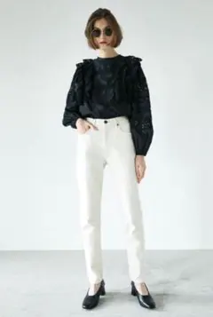 MOUSSY ストレートデニム ホワイト アイボリー