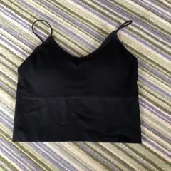 ブラックリブ編みブラトップ