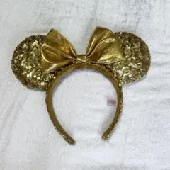 ディズニー ミニー耳カチューシャ ゴールド スパンコール