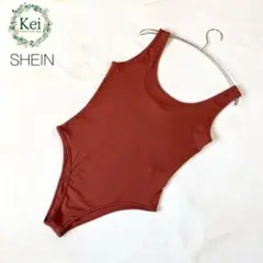 ✳️ シーイン ボディスーツ Uネック ノースリーブ リブ L SHEIN 茶色