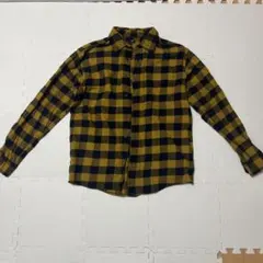 UNIQLO イエロー×ブラック チェックネルシャツ L