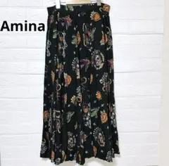 Amina アミナ 総柄 ロングスカート シュガースカル 骸骨 バラ 深緑色のサムネイル