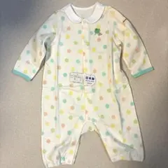 【新品】MIKIHOUSE 襟付き 長袖 ロンパース 水玉 カバーオール 80