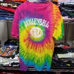 90s海外製SヴィンテージバレーボールタイダイロゴtシャツUSA直輸入メンズ古着