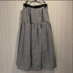 【美品】ギンガムチェック フレアロングスカート　ルールロジェット　秋冬スカートのサムネイル