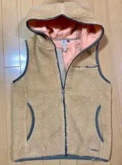 AIGLE フード付きボアベスト S ベージュ