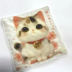 ハンドメイド　　ガーゼハンカチ　　 ねこ柄　　182