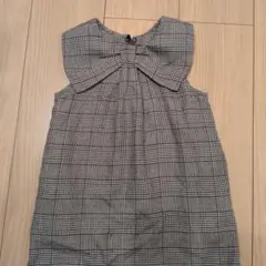 【美品】petit main チェック柄ワンピース 90　グレンチェック　リボン