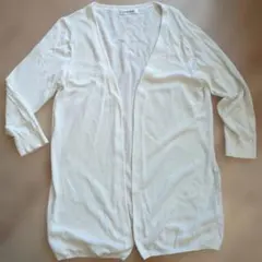 NEWYORKER ホワイト 七分袖カーディガン Ｌサイズ