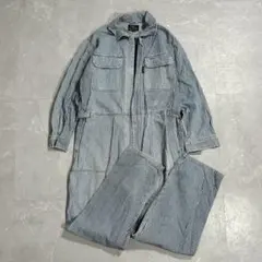 EVENRIVER ヒッコリー オーバーオール つなぎ 作業服 デニム M