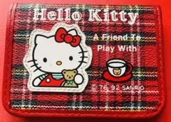 美品　キティちゃん　Hello Kitty 赤いチェック柄財布 1992年　レア