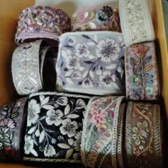 1　　50cm　10本セット　インド刺繍リボン
