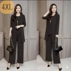 【ラスト1点】ブラック パンツスーツ 4XL 3点セット 卒業式 入学式 黒