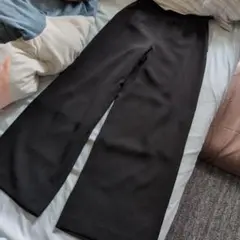 黒 ストレートパンツ スーツ生地風