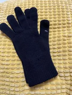 黒のニット5本指手袋　スマホ対応