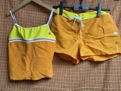 オレンジ/イエロー 水着セット タンクトップ＆ショートパンツ