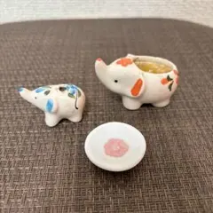 象の形 お香立てとキャンドルホルダーセット（お線香とローソク付き）