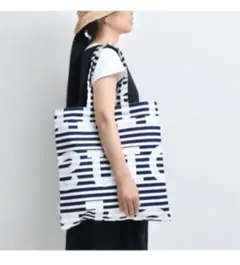 マリメッコ トートバッグ タサライタ ロゴ キオスキ オフホワイ×ダークブルー