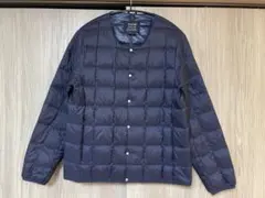 TAION/タイオン　インナーダウン　クルーネック　ボタン　ネイビー　L