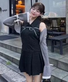OLIVE des OLIVE YUI企画　ノースリーブミニワンピース　ツイード