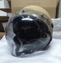 新品未使用 マットベージュ セミジェット 半帽ヘルメット クリアシールドのサムネイル