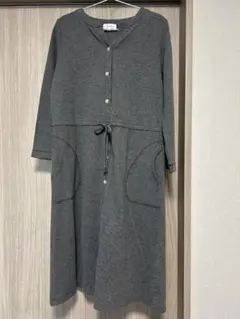 マタニティパジャマ　授乳口付き　前開き　Mサイズ　グレー　ワンピース