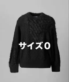 ケーブルシャギーミックスプライムオーバークルーネックニットプルオーバー サイズ0