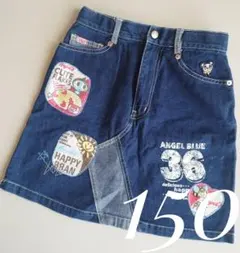 【激レア】エンジェルブルー　ヴィンテージデニムミニスカート 150