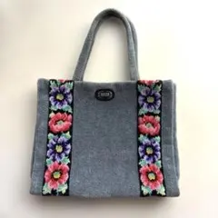 FEILER 花柄刺繍 トートバッグ グレー