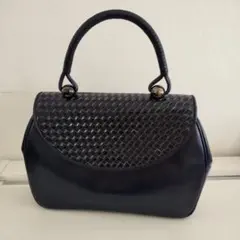 【難あり】銀座ヨシノヤ ハンドバッグ バッグ 紺色のサムネイル