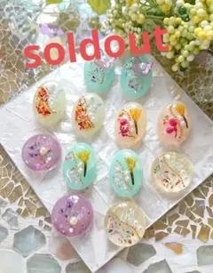 蝶とドライフラワーのビーズ☆12個 k-31 ビーズ/ちょうちょ/花/フラワー