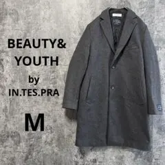 n39【BEAUTY&YOUTH】チェスターコート ロングコート M グレー系