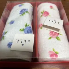 ELLE 花柄タオルハンカチ 2枚セット
