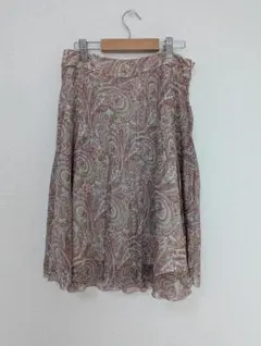 NEWYORKER ペイズリー 9号フレア　スカート ひざ丈　シフォン　プリーツ