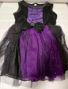 110　キッズ　ワンピース　仮装　コスプレ　衣装　ドレス　ポンチョ　パープル