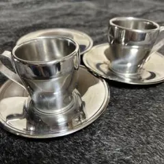 MEBER☆エスプレッソカップ&ソーサー☆イタリア製高級ステンレス☆デミカップ