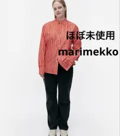 マリメッコ 長袖シャツ ピッコロ ヨカポイカ 赤 白 S 〜M相当(140)