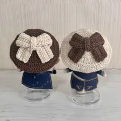 【2着セット】にじぱぺっと 10cmぬい リボンベレー帽 ブラウン×クリーム