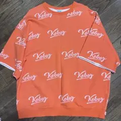 Keboz ロゴ総柄 Tシャツ オレンジ Mサイズ