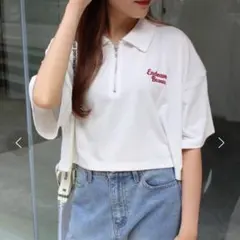 INGNI 襟付き ハーフジップ トップス M 白