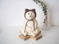 〈再販〉しろくま貯金箱　くま耳ボンネット
