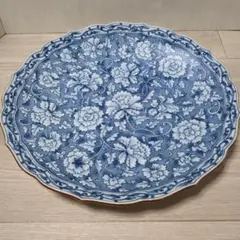 香蘭社 藍染 カトレア 大皿 食器 青い花柄 30cm - メルカリ