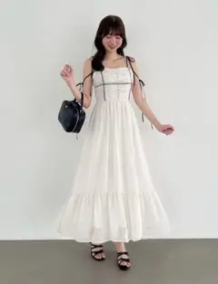 MAJESTIC LEGON バイカラーリボンキャミワンピース