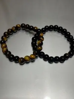 タイガーアイ オニキス 風ブレスレット 2個セット