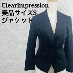 Clear Impressionノーカラージャケット ブラック 1つボタンのサムネイル