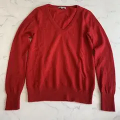カシミヤ100% ユニクロ Ｖネック ニットセーター レッド