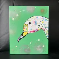 ⭐️白鳥⭐️絵画　原画　現代アート　キャンバス　アクリル画　カラフル　動物