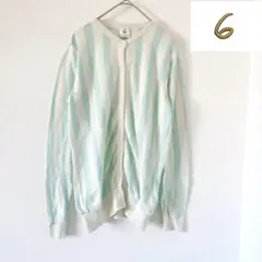 値下げ！美品！〈6（roku）〉コットンストライプカーディガン ライトブルー