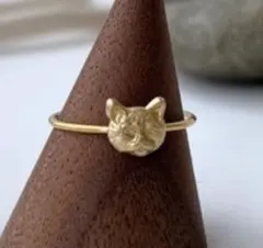 猫デザイン 真鍮ゴールドリング